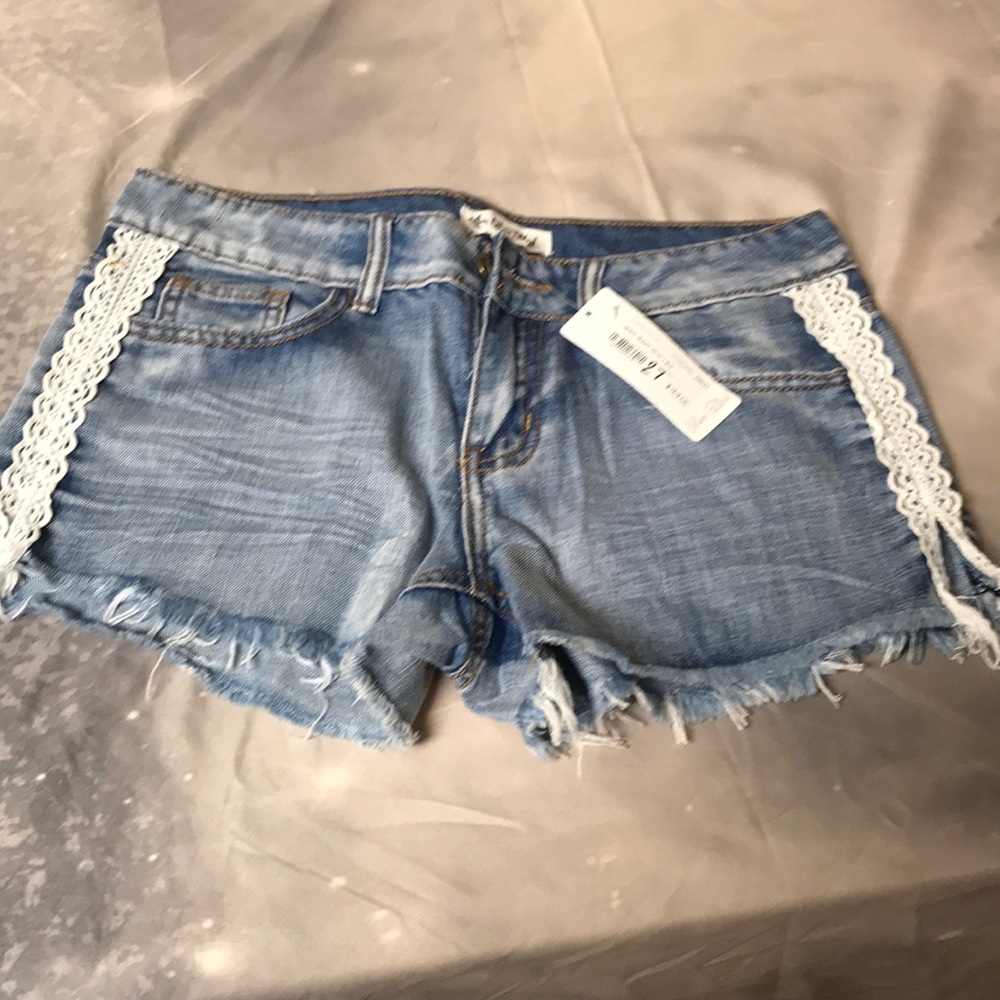Island Gypsy Jean shorts with lace sides